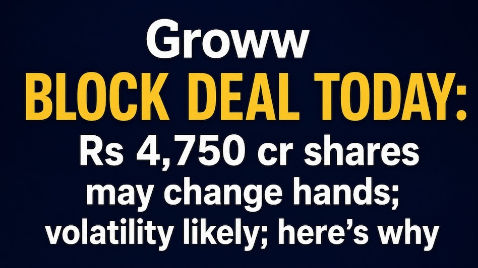 Groww Share Block Deal May 2026 stock chart with red downtrend showing 7 percent fall on NSE
