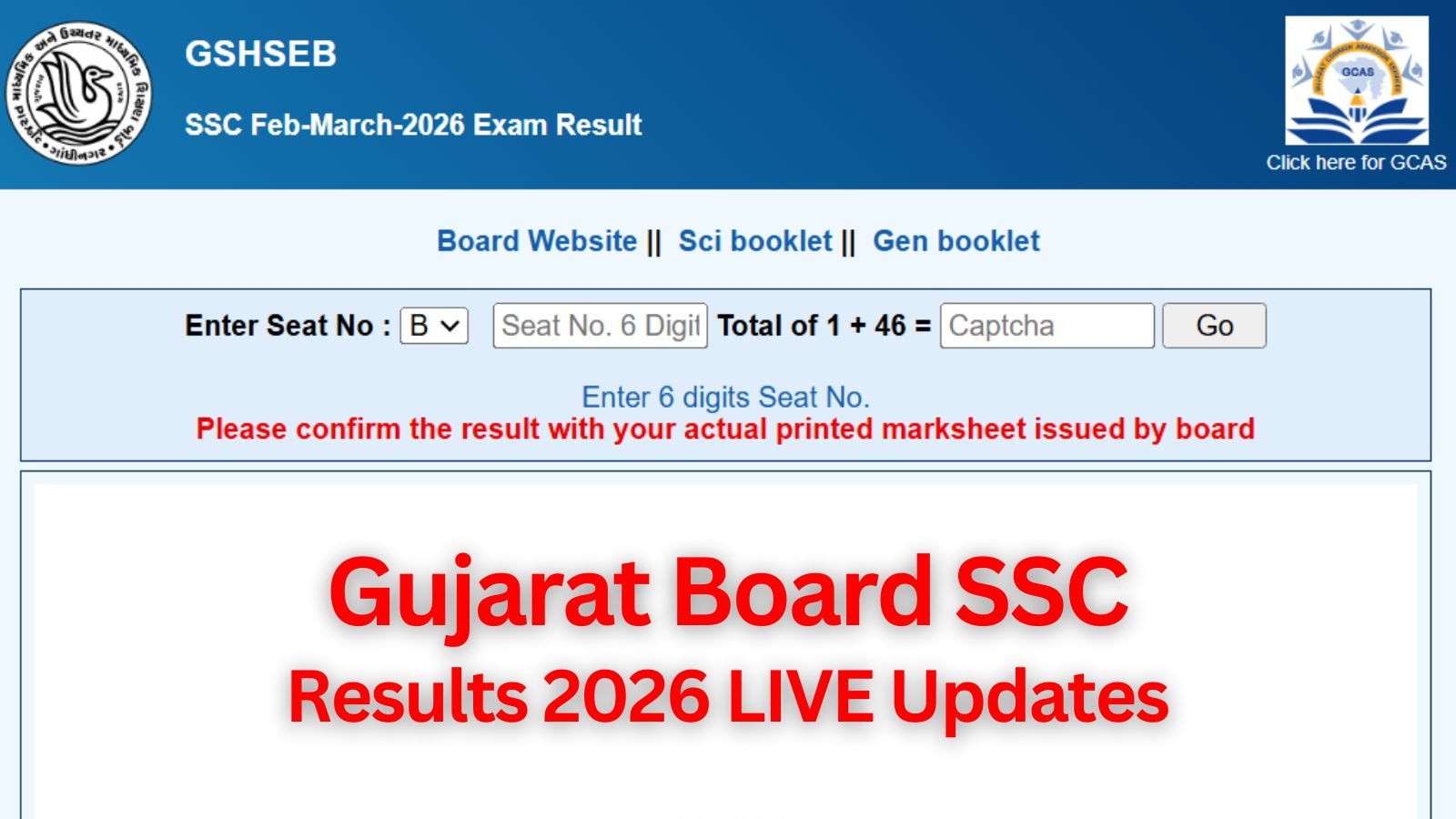 GSEB SSC Result 2026 Direct Link gseb.org Gujarat Board Class 10 Marksheet
