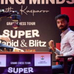 Gukesh vs Sindarov Grand Chess Tour Poland 2026 fist pump celebration