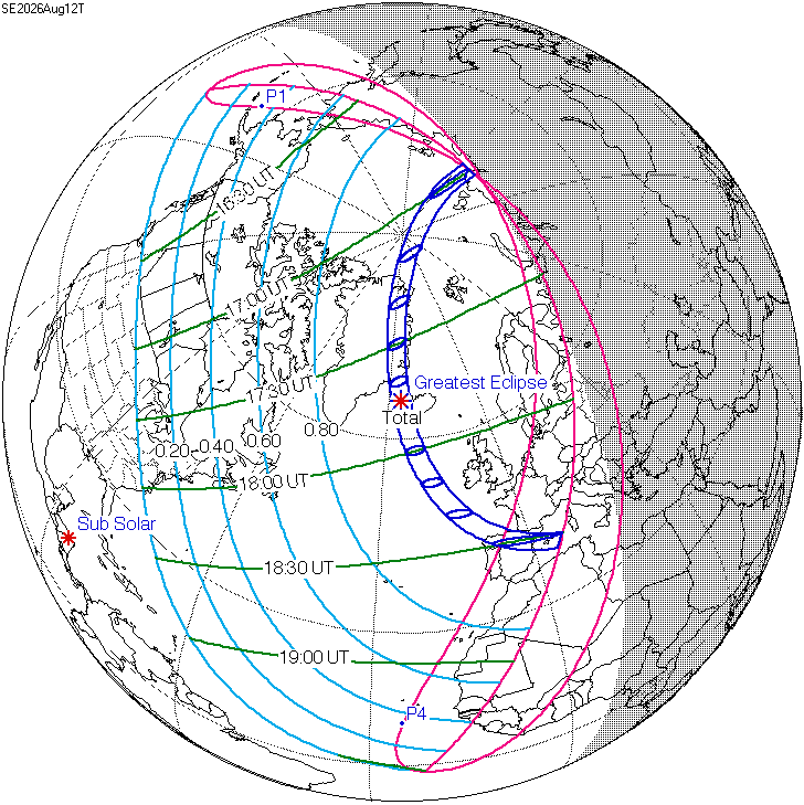 Surya Grahan August 12 2026 India totality path map