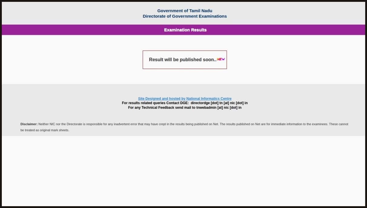 TN 12th Result 2026 Direct Link tnresults.nic.in announcement